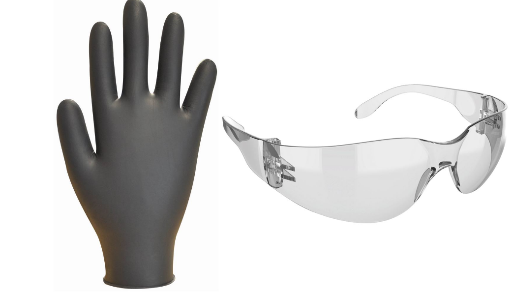 Chemical Resistant Gloves & Safety Glasses